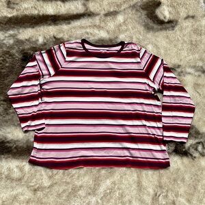 Lands End Pink Striped Long Sleeve T-shirt sz 1X